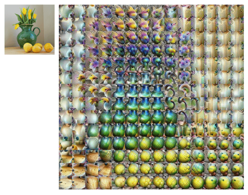 A convolutional filter map showing what the network sees at different points in the input image.